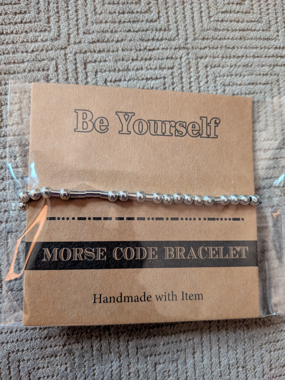 Morse Code Bracelet (1) with Silver Beads - Picture 6 of 8